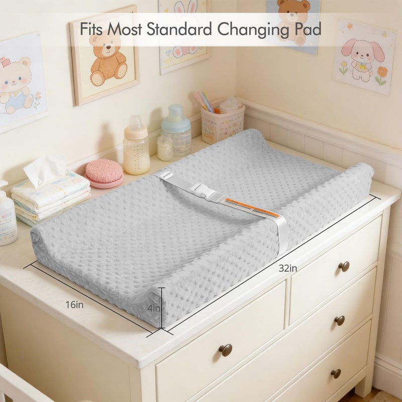 JVEOO 2 Pack Baby Changing Pad Covers, Super Soft Plush Dot Diaper Changing Table Covers Fit 32x16 Inch Changing Table Pad - Image 3